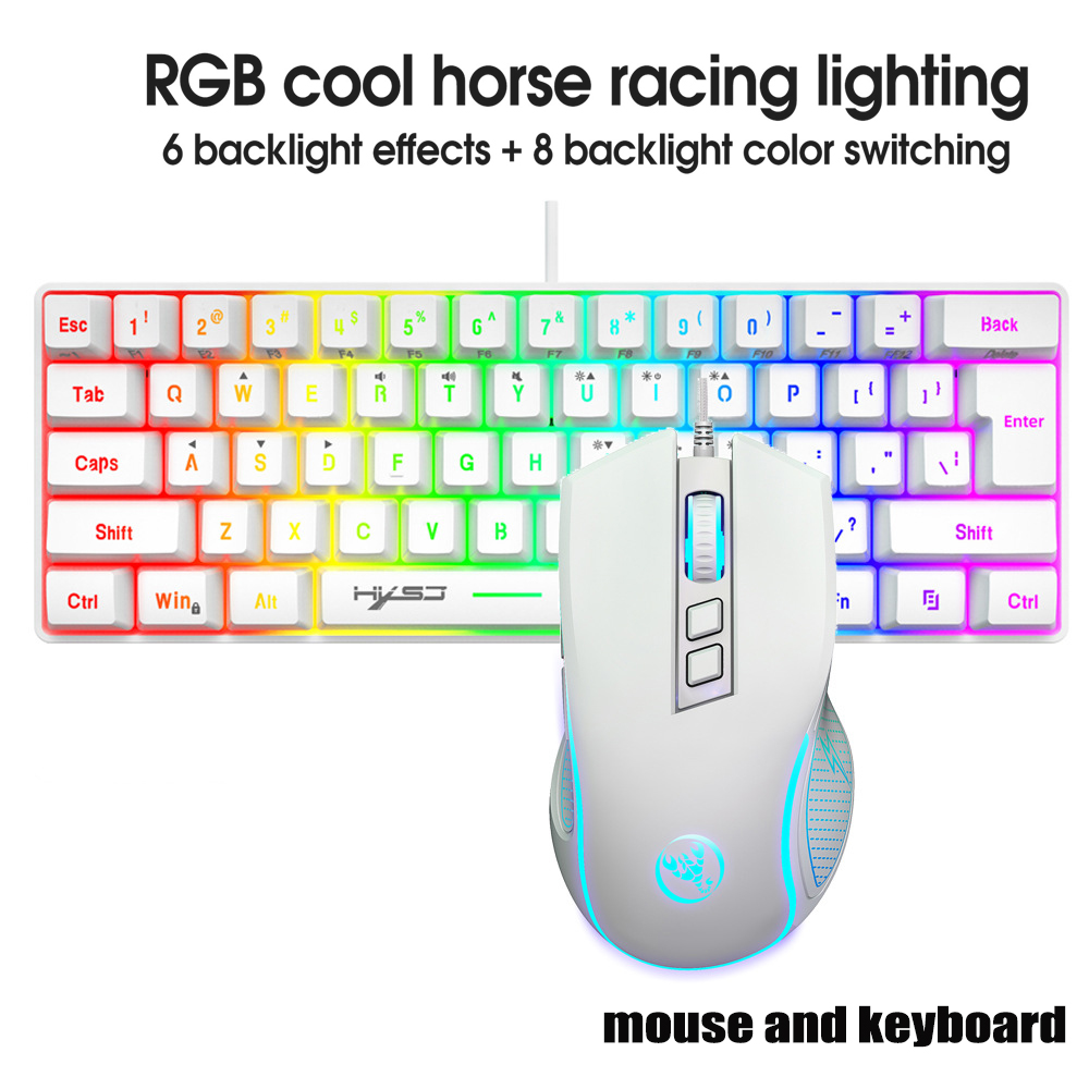 Gaming Keyboard Ergonomics - キーボードとマウスのセット、ゲーマー向けキーボードコンボ、60%PCキーボード（白）、ゲーミングキーボードとマウスのセット、お得なキーボードとマウスのセット