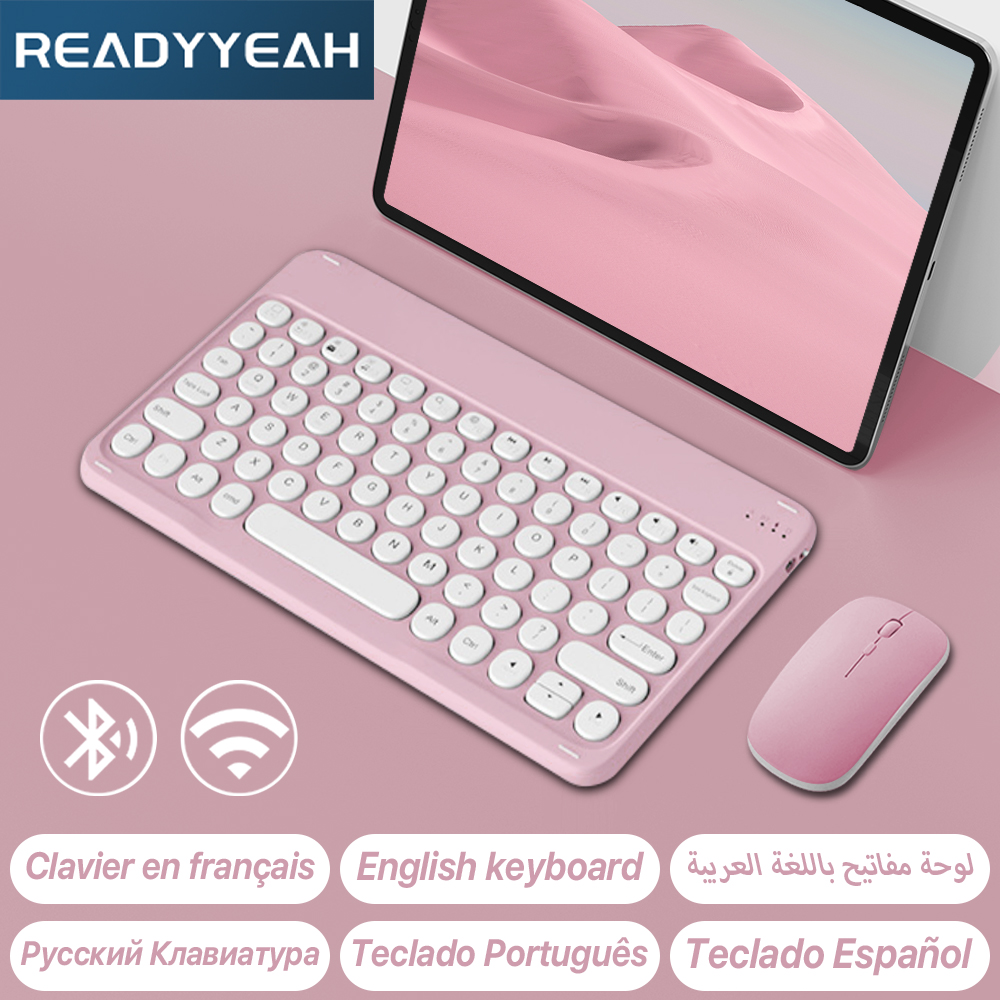 Gaming Keyboard Mouse Wireless - Apple, Samsung, iPad, iPhone,タブレット用のBluetoothワイヤレスキーボードとマウス,スペイン語,ポルトガル語,ロシア語,フランス語版