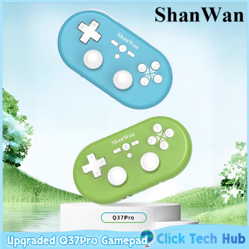 Gaming Keyboard Mouse Wireless - アップグレードされたShanwan Q37proミニポータブルゲームコントローラー、デュアルホールワイヤレス、Android、Apple、PCでマウスとキーボードとしても使用可能