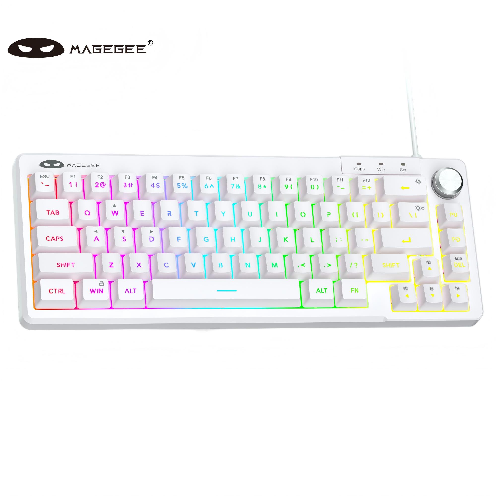 Gaming Keyboard Thocky - MageGee TS68 ミニ 60% メンブレンキーボード、RGBバックライト、66キー、OEMプロファイル、人間工学に基づいたデザイン、ゲーム/オフィス用