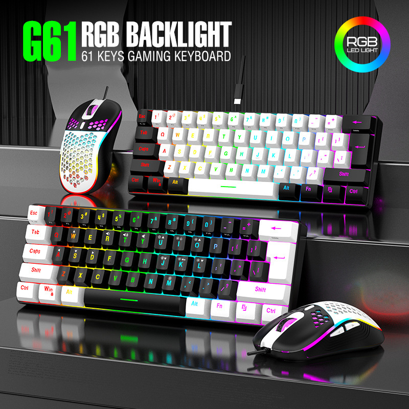 Gaming Keyboard Extension - キーボードとマウスセット 60% RGB ゲーミングキーボード マウスコンボ PCキット