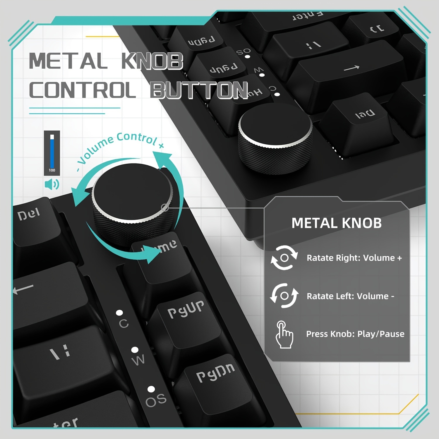 AJAZZ AK820 有線、ロータリーボリュームボタン付き - Gaming Keyboard Thocky のレビューと価格