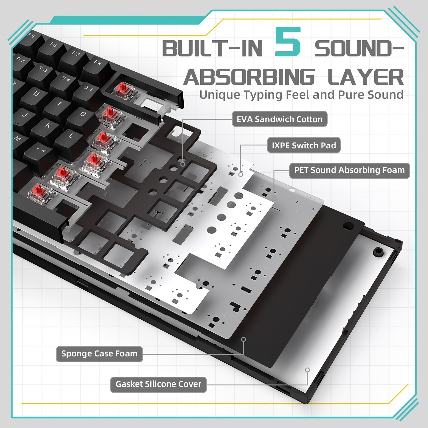AJAZZ AK820 有線、ロータリーボリュームボタン付き - Gaming Keyboard Thocky のレビューと価格