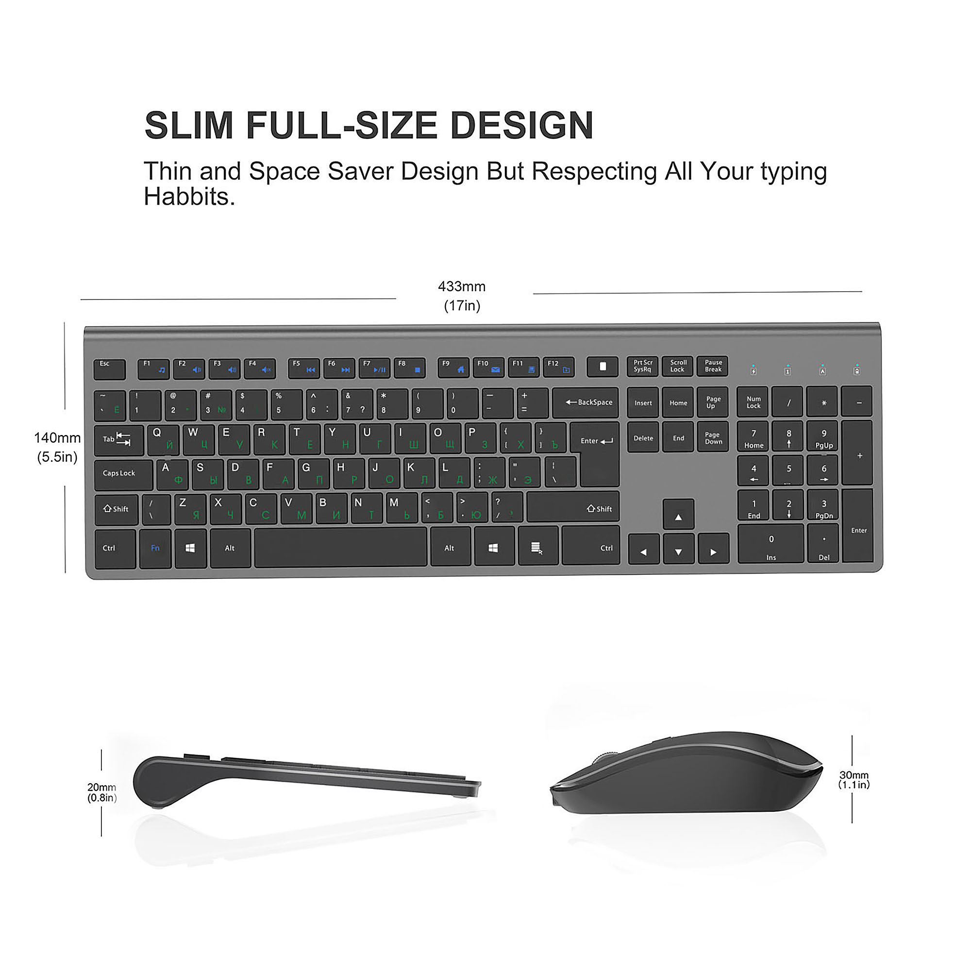 2.4G充電式ワイヤレスキーボードとマウスセット、フルサイズ - Gaming Keyboard Mouse Wireless のレビューと価格