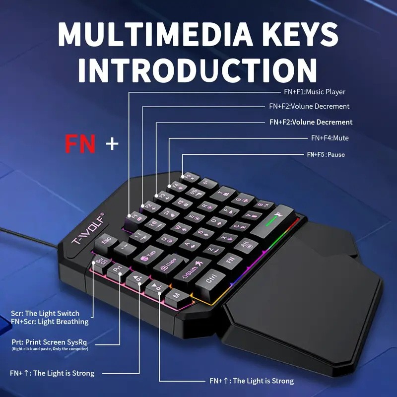 FocusOnPC TF900 2-in-1モバイルゲーミン - Gaming Keyboard 1 Hand のレビューと価格